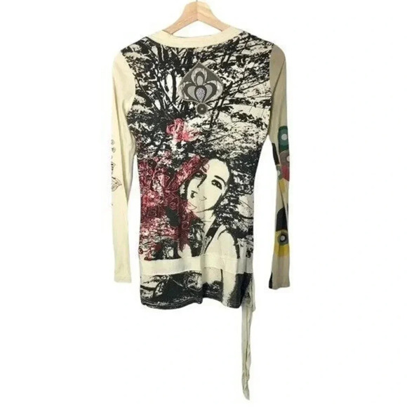 Desigual Abstract Printed Face Back Long Sleeve Tunic XS - Picture 2 of 9